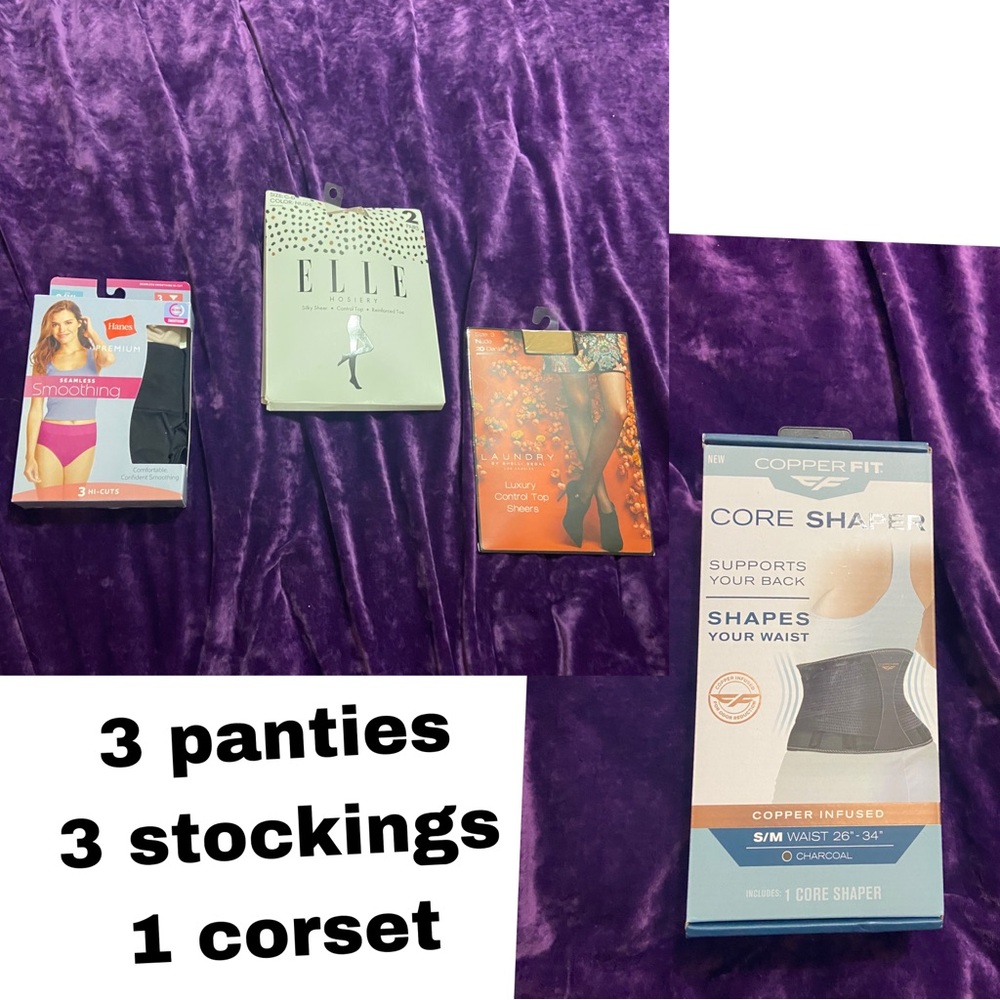 1 Waist Trainer Lingerie- 3 Panties 3 Stockings  NWT